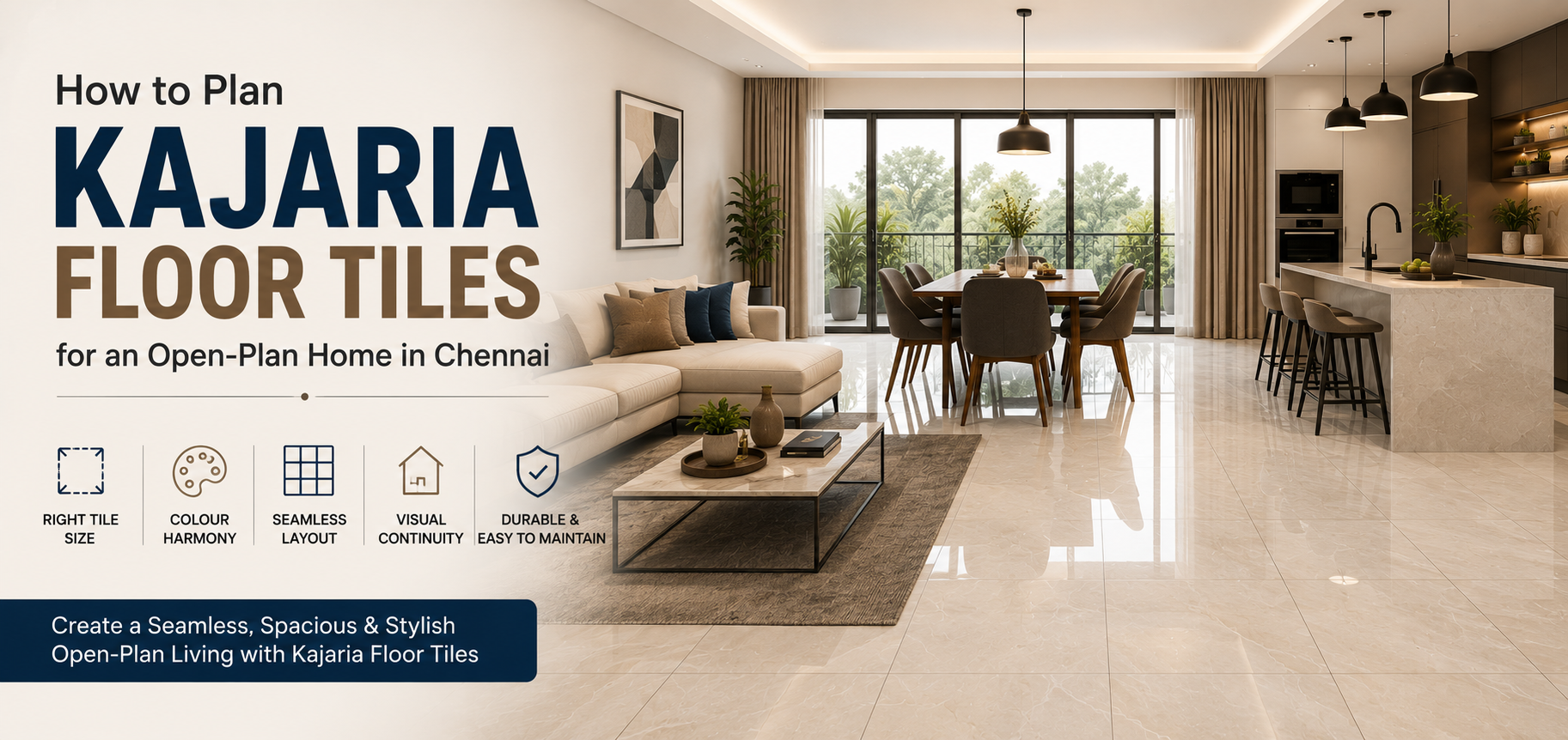 Kajaria Floor Tiles for Open-Plan Homes in Chennai | SSK Agencies